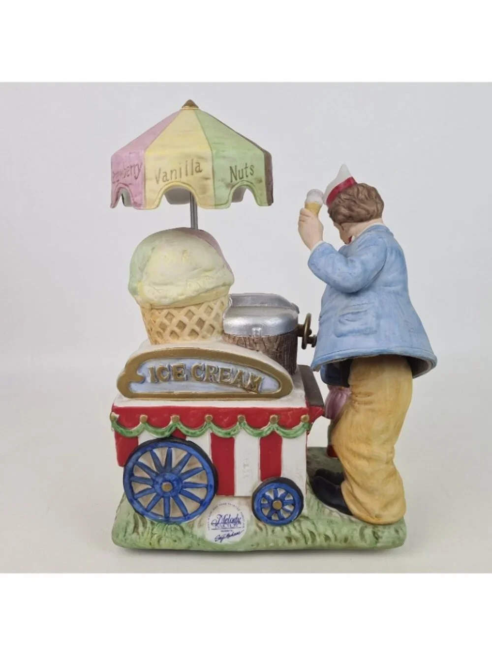 Melody in Motion Waco Ice Cream Vendor Porcelain Figure Mechanism Vintage W10